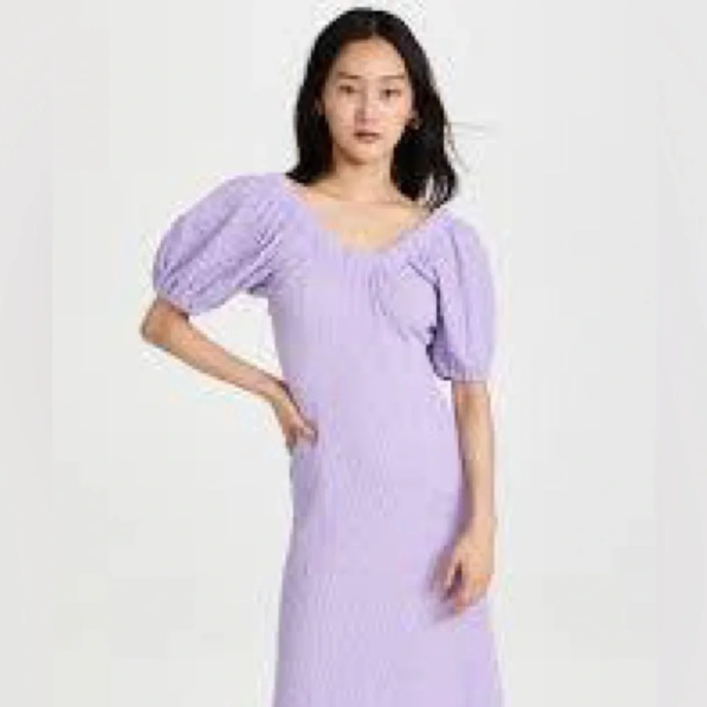 Stine Goya Garance Dress Midi Textured Lavender XS off shoulder bump vacation